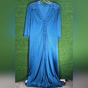 Satin blue green vintage lace 3 quarter length sleeve robe size m/l